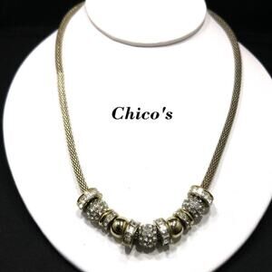 Chico's Sliding Rhinestone Charms Mesh Rope Necklace, 22 Inches